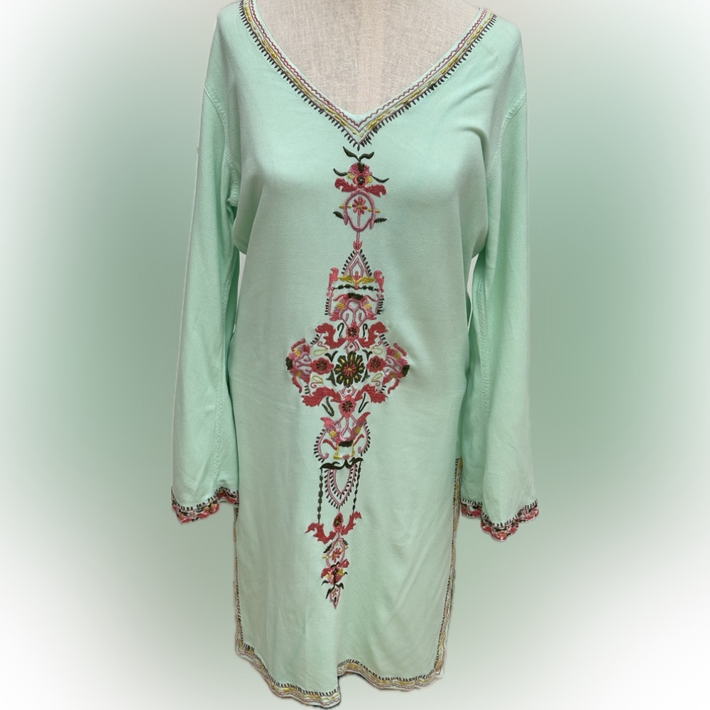 Papillon Embroidered Multicolor Dress, Swimsuit Cover or Tunic, Summer dress